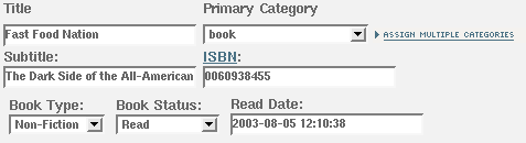 new book entry interface