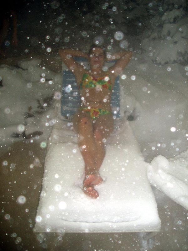 jess relaxing in the snow