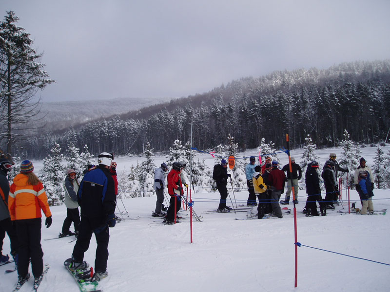 from the bottom of the lift across the frozen lake