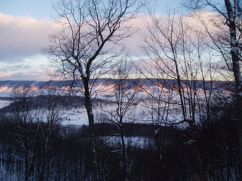 setting sun on mountains, view 2