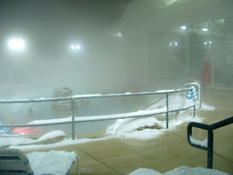 the pool from the hot tub