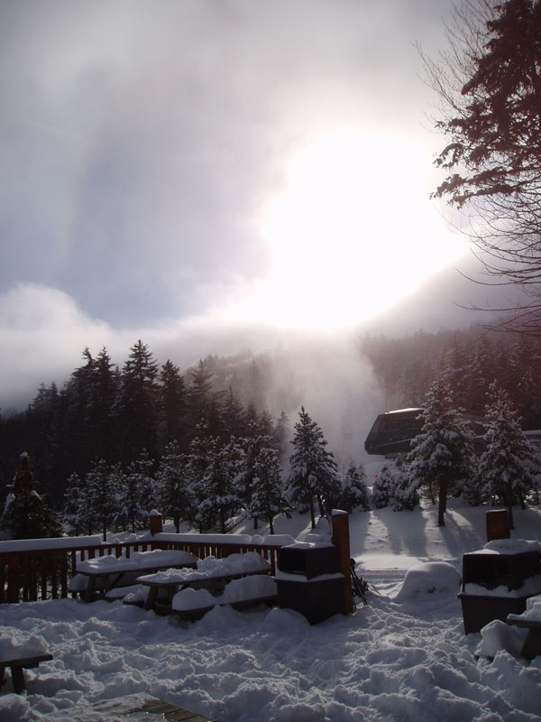 up the mountain from the porch of the restaurant
